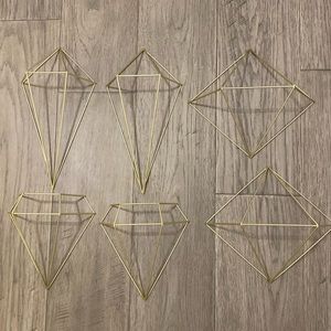 6 pc -large gold tone metal diamond shape wall art / craft projects